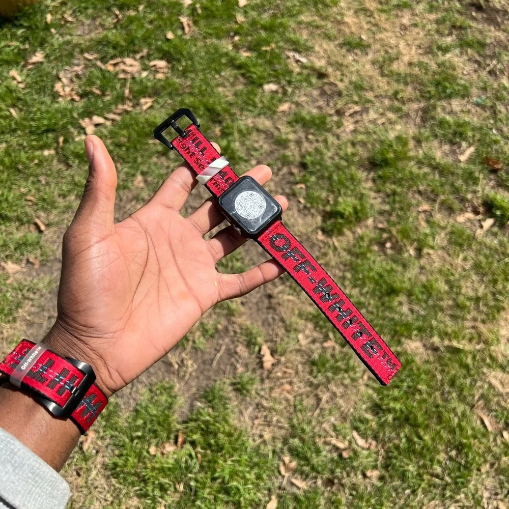 Off-White Mini Belt Apple Watch Band Red